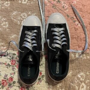 Converse Black and White Sneakers with Silver Laces